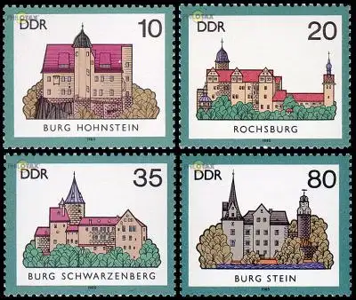 D,DDR Mi.Nr. 2976-79 Burgen (II) (4 Werte)