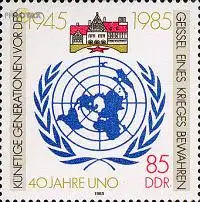 D,DDR Mi.Nr. 2982 40 Jahre UNO, Emblem + Schloss Cecilienhof Potsdam (85)