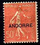 Andorra frz. Mi.Nr. 13 Freim. Franz. Marke Mi.Nr.161 m. Aufdruck ANDORRE (50)