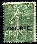 Andorra frz. Mi.Nr. 14 Freim. Franz. Marke Mi.Nr.164 m. Aufdruck ANDORRE (65)