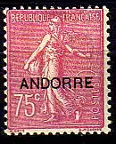 Andorra frz. Mi.Nr. 15 Freim. Franz. Marke Mi.Nr.165 m. Aufdruck ANDORRE (75)