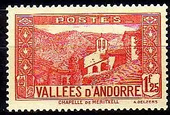 Andorra frz. Mi.Nr. 40 Freim. Kirche Meritxell magenta (1,25 Fr)