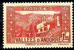 Andorra frz. Mi.Nr. 40 Freim. Kirche Meritxell magenta (1,25 Fr)