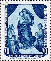 D,DDR Mi.Nr. 509 Gemälde, Raffael, Sixtinische Madonna, Ausschnitt (70)