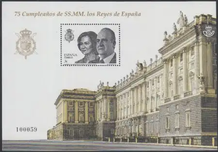 Spanien Mi.Nr. Block 247 75.Geb. König Juan Carlos I und Königin Sophia