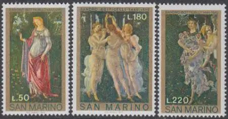 San Marino Mi.Nr. 994-96 Gemälde von A.Botticelli (3 Werte)