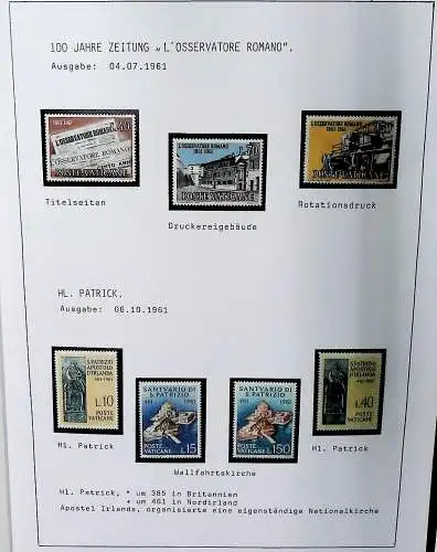 Sammlung Vatikan aus 1961 - 1972, ** (alle Seiten sind unten abgebildet)
