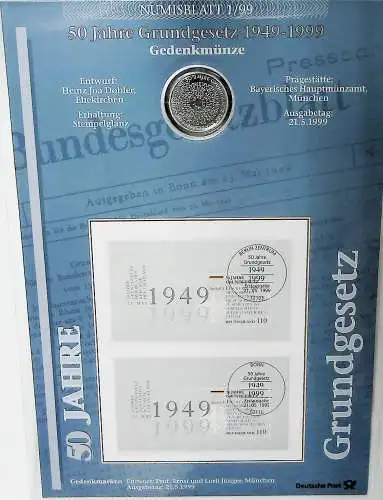  Bund Numisblätter aus den Jahren 1997 bis 2000