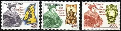 Vatikan Mi.Nr. 870-72 450. Todestag hl. Thomas More (3 Werte)