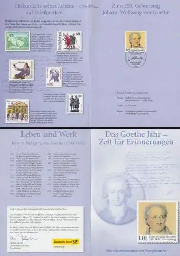 D,Bund Mi.Nr. 2073 Goethe, Jahreskarte 1999 der Dt. Post Philatelie (110)