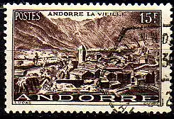 Andorra frz. Mi.Nr. 131 Freim. Andorra la Vella dunkelbraun (15)