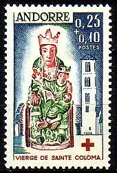 Andorra frz. Mi.Nr. 190 Rotes Kreuz, Madonna von Santa Coloma (0,25+0,10)