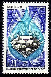 Andorra frz. Mi.Nr. 217 Europ. Wasserschutzabkommen, Tropfen + Diamant (0,70)