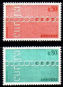 Andorra frz. Mi.Nr. 232-33 Europa 71, Brüderlichkeit durch Kette symb. (2 Werte)