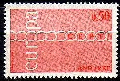 Andorra frz. Mi.Nr. 232 Europa 71, Brüderlichkeit durch Kette symbolis. (0,50)