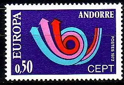 Andorra frz. Mi.Nr. 247 Europa 73, Stilis. Posthorn (0,50)
