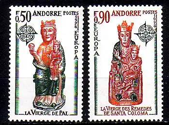 Andorra frz. Mi.Nr. 258-59 Europa 74 Skulpturen, Madonnen (2 Werte)