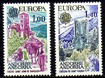 Andorra frz. Mi.Nr. 282-283 Europa 77, Landschaften (2 Werte)