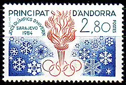 Andorra frz. Mi.Nr. 348 Olympia Sarajewo, Fackel, Schneekristalle (2,80)