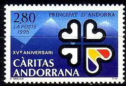 Andorra frz. Mi.Nr. 479 Caritas, Berge und Caritas-Emblem in Landesfarben (2,80)