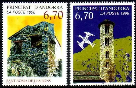 Andorra frz. Mi.Nr. 503-04 Tourismus, Romanische Kapellen (2 Werte)