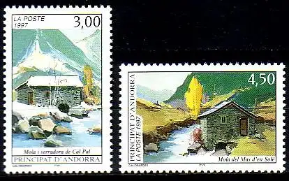 Andorra frz. Mi.Nr. 510-11 Tourismus, Wassermühlen (2 Werte)