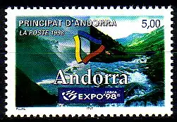 Andorra frz. Mi.Nr. 526 EXPO 98, Gebirgsfluss, Emblem (5)