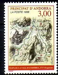 Andorra frz. Mi.Nr. 529 Alte Landkarte von Andorra 1717 (3)