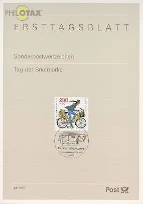 D,Bund Mi.Nr. 29/95 Tag der Briefmarke, Postbotin auf Fahrrad (Marke MiNr.1814)
