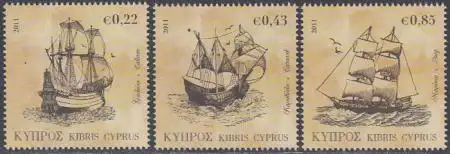 Zypern Mi.Nr. 1214-16 Segelschiffe (3 Werte)