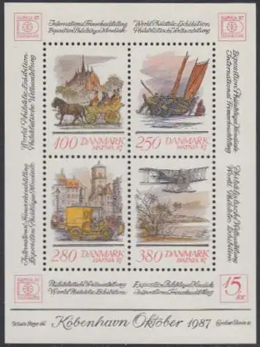 Dänemark Mi.Nr. Block 5 Int.Briefmarkenausstellung HAFNIA'87, Postfahrzeuge
