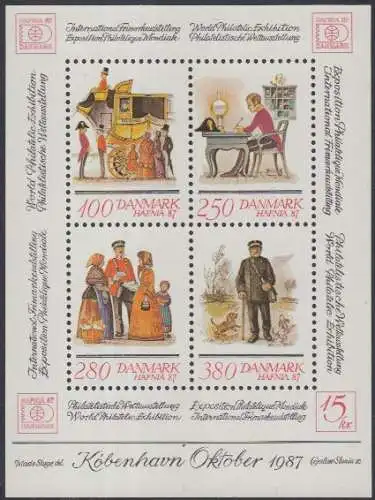 Dänemark Mi.Nr. Block 6 Int.Briefmarkenausstellung HAFNIA'87, Postboten