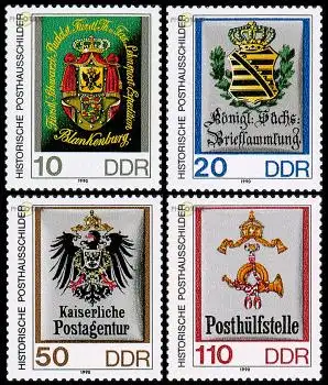 D,DDR Mi.Nr. 3302-05 Posthausschilder, Format 27,5x33mm (4 Werte)