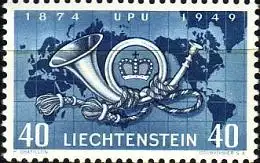 Liechtenstein Mi.Nr. 277 75 Jahre UPU, Posthorn vor Weltkarte (40)