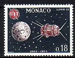 Monaco Mi.Nr. 801 ITU, Satellit Lunik III, Mond (0,18)