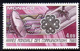 Monaco Mi.Nr. 1585 Weltkommunikationsjahr, Antenne, Taube, Satellit (4,00)