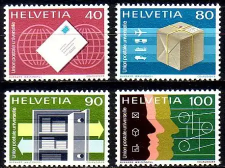 Schweiz UPU Mi.Nr. 10-13 Tätigkeitsbereiche des Weltpostvereins (4 Werte)