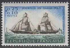 Frankreich MiNr. 1505 Tag der Briefmarke, Dampfsegelschiff Guienne (0,25+0,10)