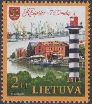 Litauen Mi.Nr. 1110 760Jahre Stadt Klaipeda, Leuchtturm, Hafen, Stadtwappen (2)