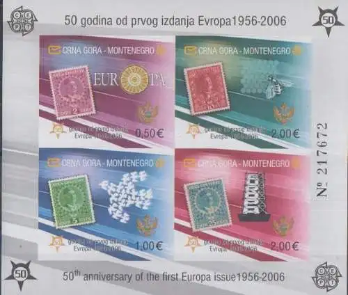 Montenegro Mi.Nr. Block 2 B, 50Jahre Europamarken