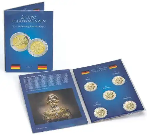 Münzkarte für 5 dt. 2-Euro-Gedenkmünzen „1275. Geburtstag Karl der Große“ (2023)