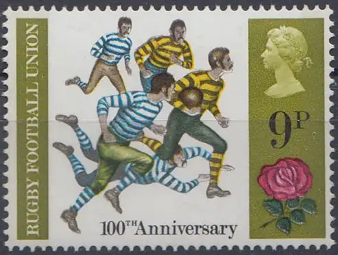 Großbritannien Mi.Nr. 582, 100 Jahre Rugby-Fußball-Verband - zeitgen. Spielszene