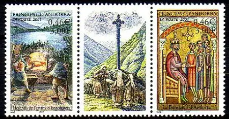 Andorra frz. Mi.Nr. Zdr.564-65 Sagen und Legenden (Dreierstreifen)