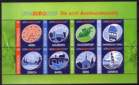Österreich Mi.Nr. Klbg.2697-04 Fußball EM Österreich Schweiz (mit 2697-2704)