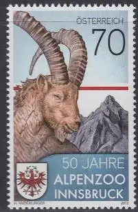 Österreich Mi.Nr. 3019 50J. Alpenzoo Innsbruck, Steinbock, Landeswappen (70)