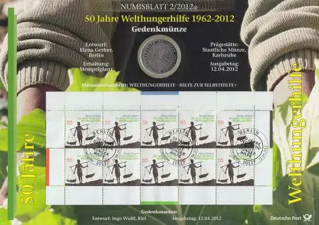 D,Bund, 50 Jahre Welthungerhilfe  (Numisblatt 2/2012)