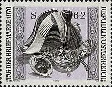 Österreich Mi.Nr. 1536 Tag der Briefmarke 1976, Postillionshut, Posthorn (6+2)