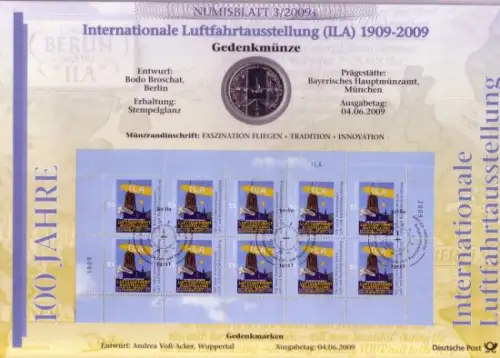 D,Bund, Int. Luftfahrtausstellung ILA (Numisblatt 3/2009)