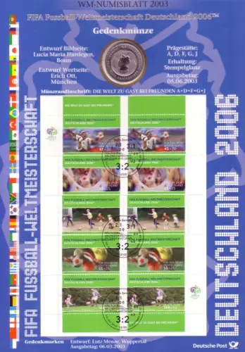 D,Bund, Fußball WM 2006 Deutschland (WM Numisblatt 2003)