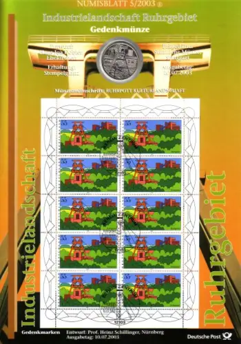 D,Bund, Industrielandschaft Ruhrgebiet (Numisblatt 5/2003)